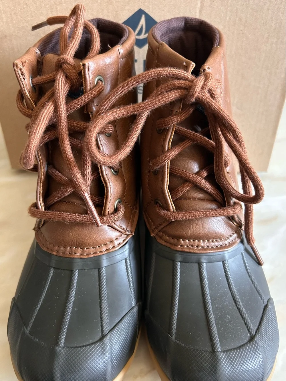 Sperry Kids Boys Weatherproof Port Boots Navy/Tan Sz 13 Classic Preppy Fall